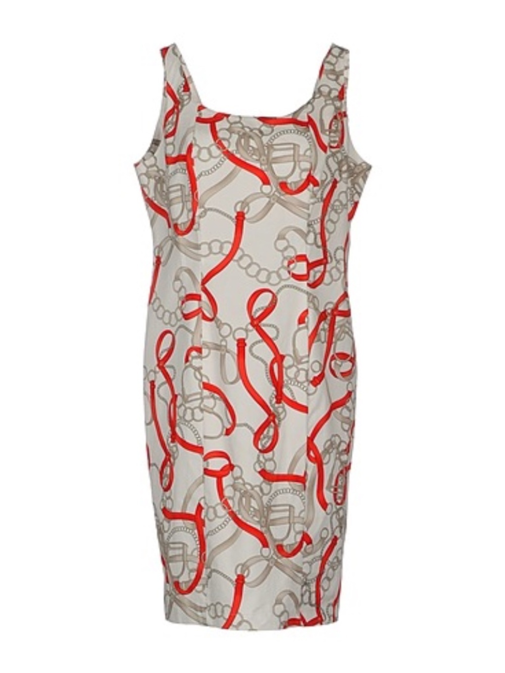 Tanita Women’s Cotton Sleeveless Dress Chain Print Red Cream size L-XL Italy